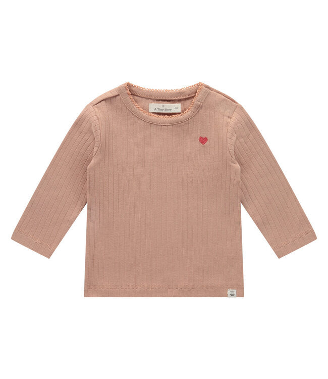 baby t shirt long sleeve rib dusty coral by A tiny story